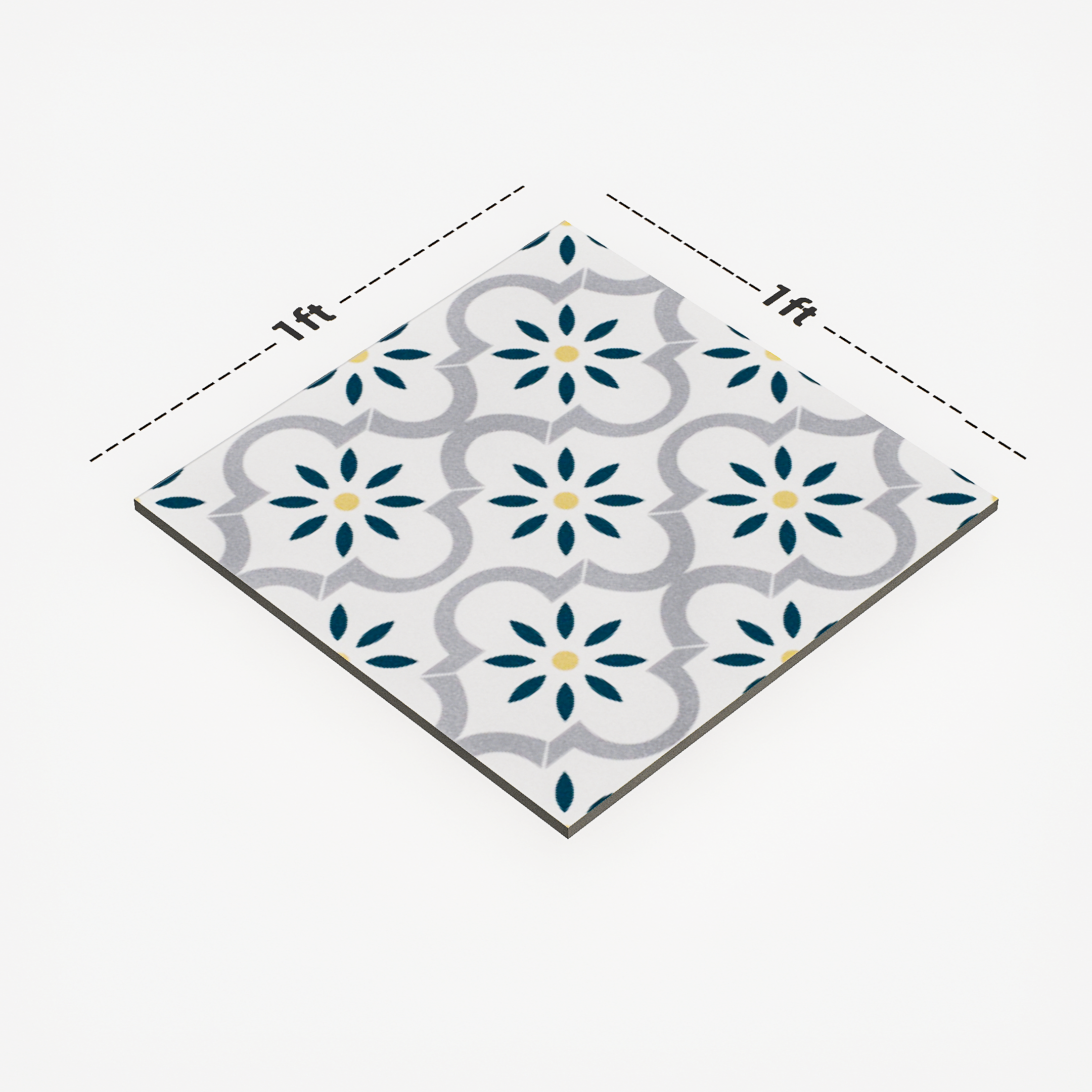 Dimension image of TL 00222 Bluish White 300 mm x 300 mm Floor & Wall Tile - 9.5 mm | Material Depot