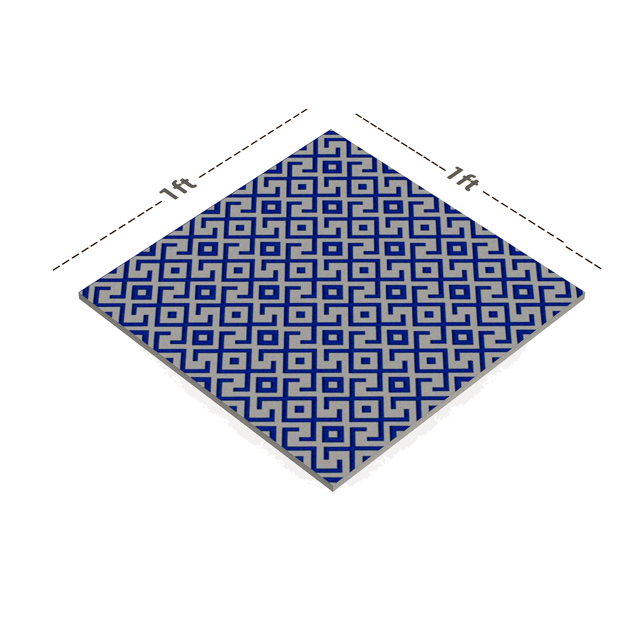 Dimension image of TL 00239 Blue 300 x 300 mm Moroccan Digital Wall Tile - 10 mm | Material Depot