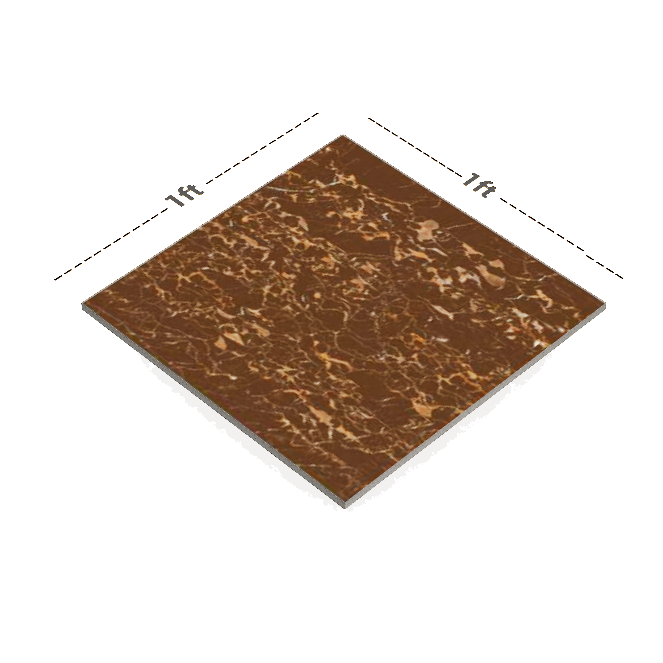 Dimension image of TL 00504 B Pattern 2 Coffee Umber 12 x 12 Inch Matte Finish Anti Skid Parking Vitrified Floor Tile - 9 mm | Material Depot