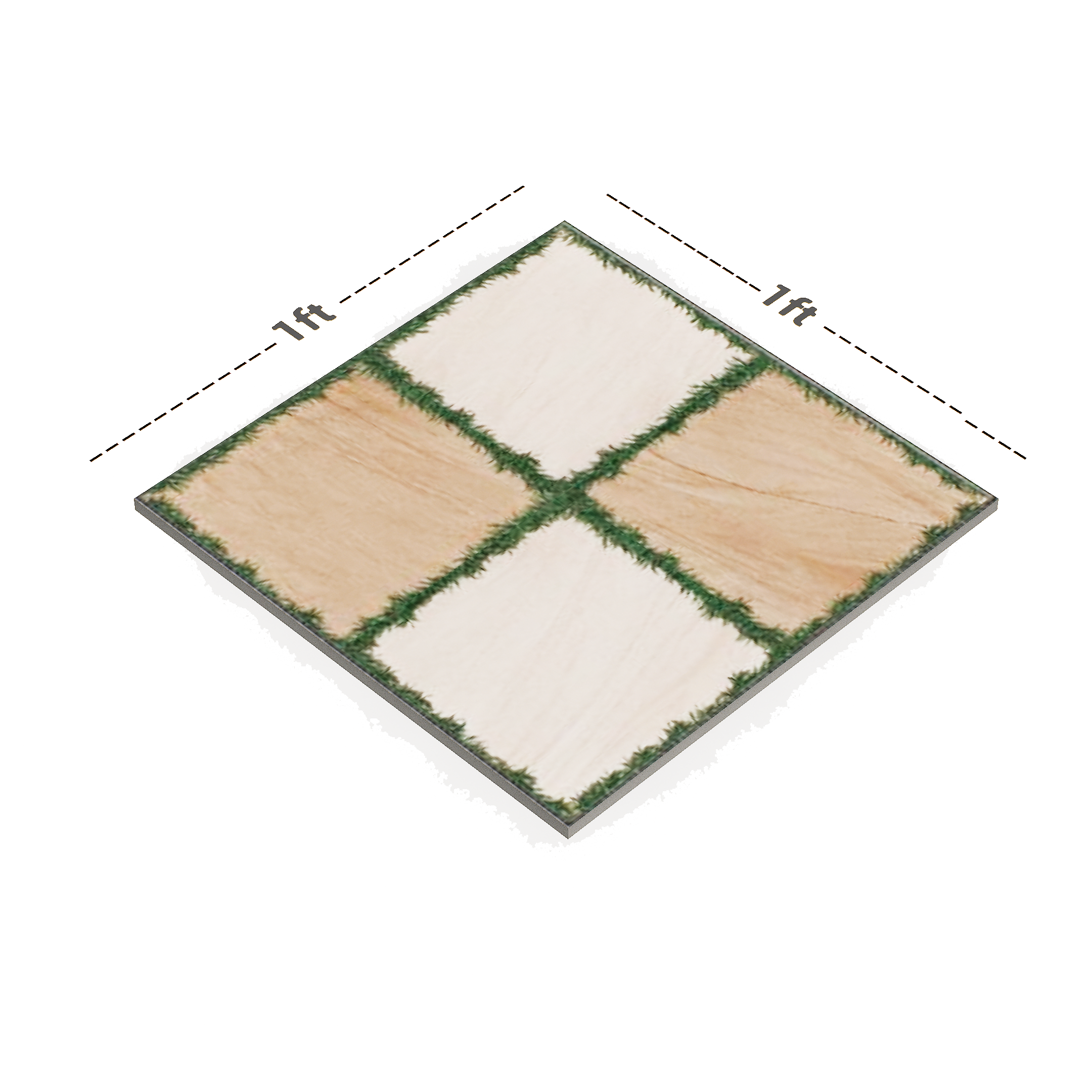 Dimension image of TL 00513 Tan Brown 12 x 12 Inch Matte Finish Anti Skid Parking Vitrified Floor Tile - 9 mm | Material Depot