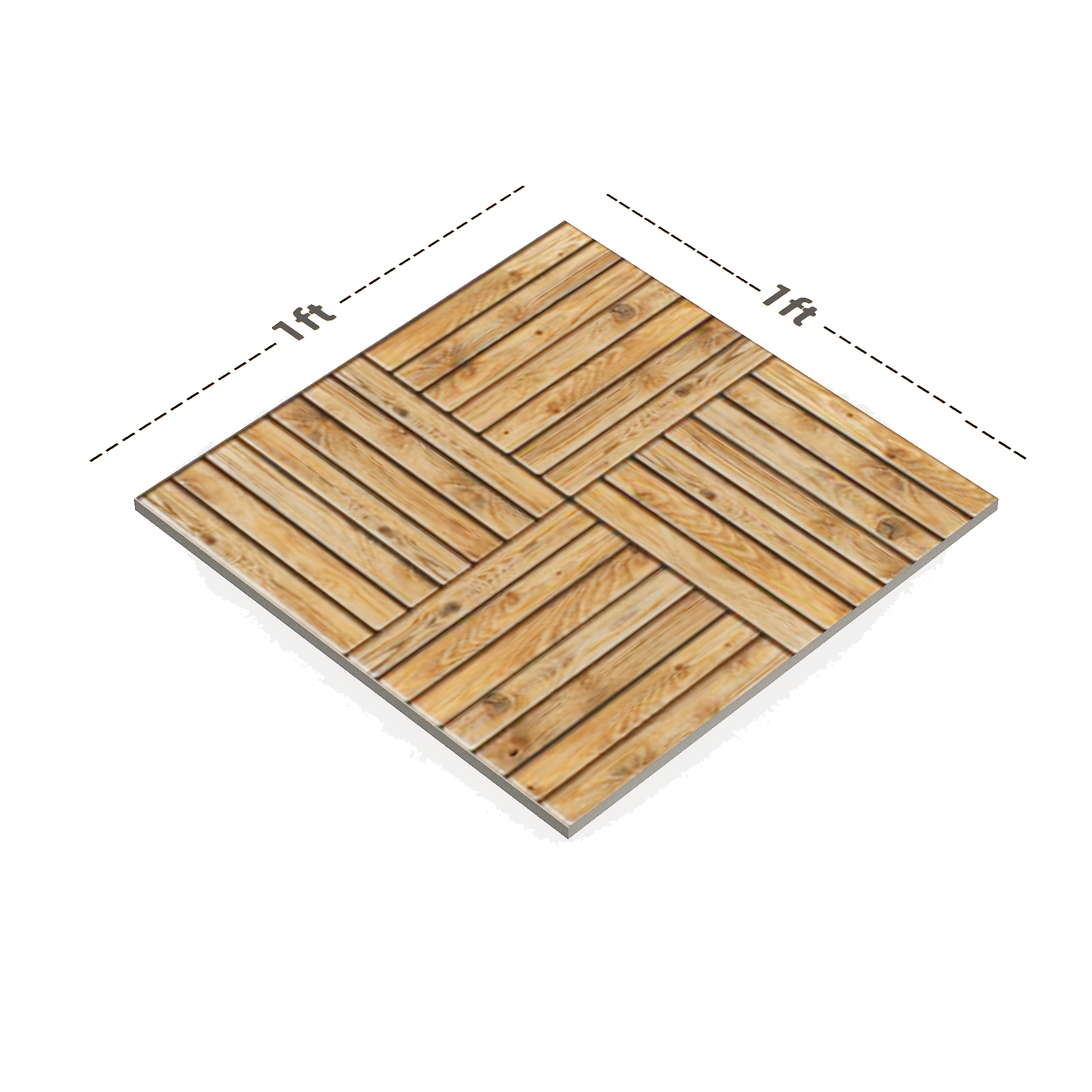 Dimension image of TL 00517 Chestnut Brown 12 x 12 Inch Matte Finish Anti Skid Parking Vitrified Floor Tile - 9 mm | Material Depot