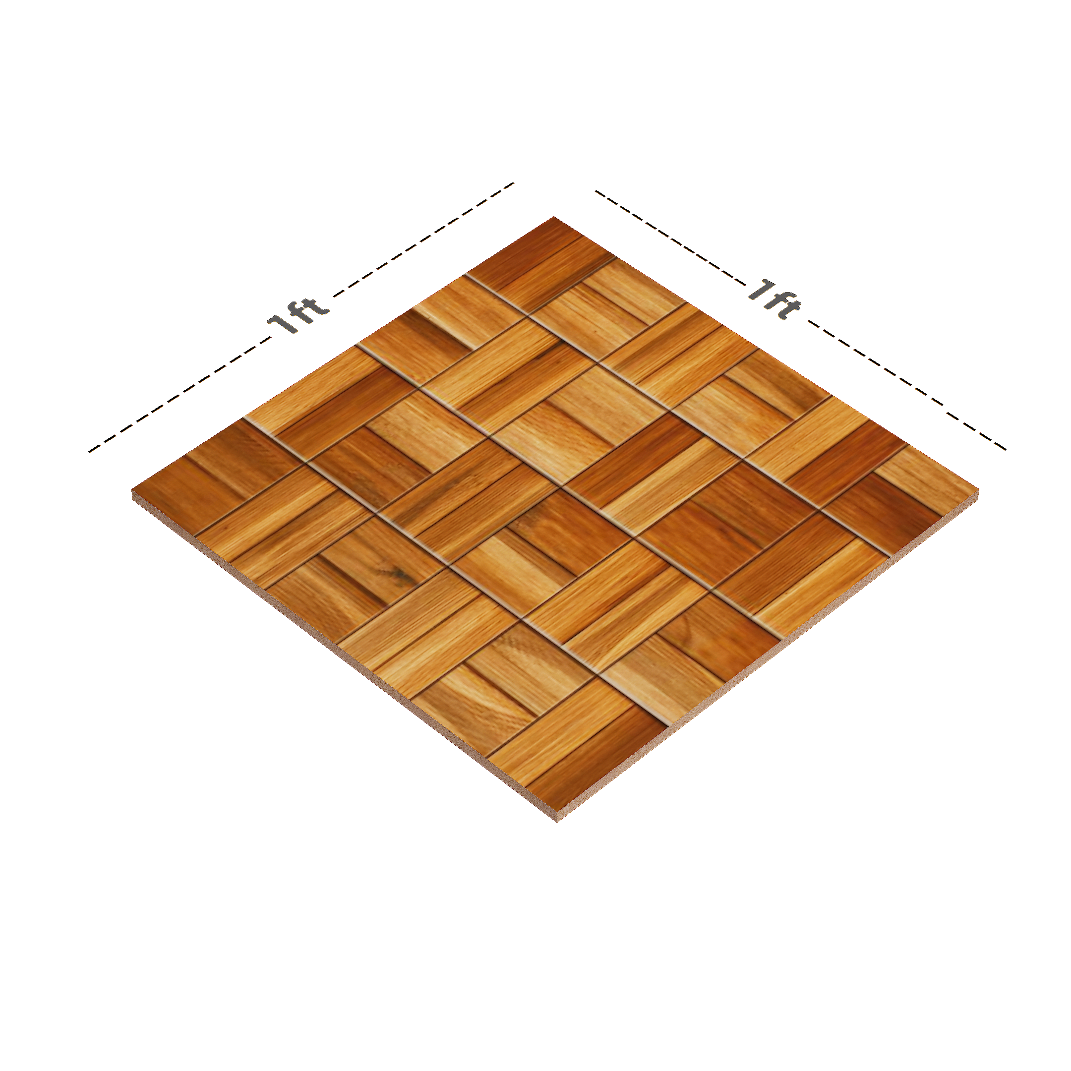 Dimension image of TL 01612 D Brown 12 x 12 inch Matte Finish Anti Skid Ceramic Floor Tile - 6 mm | Material Depot