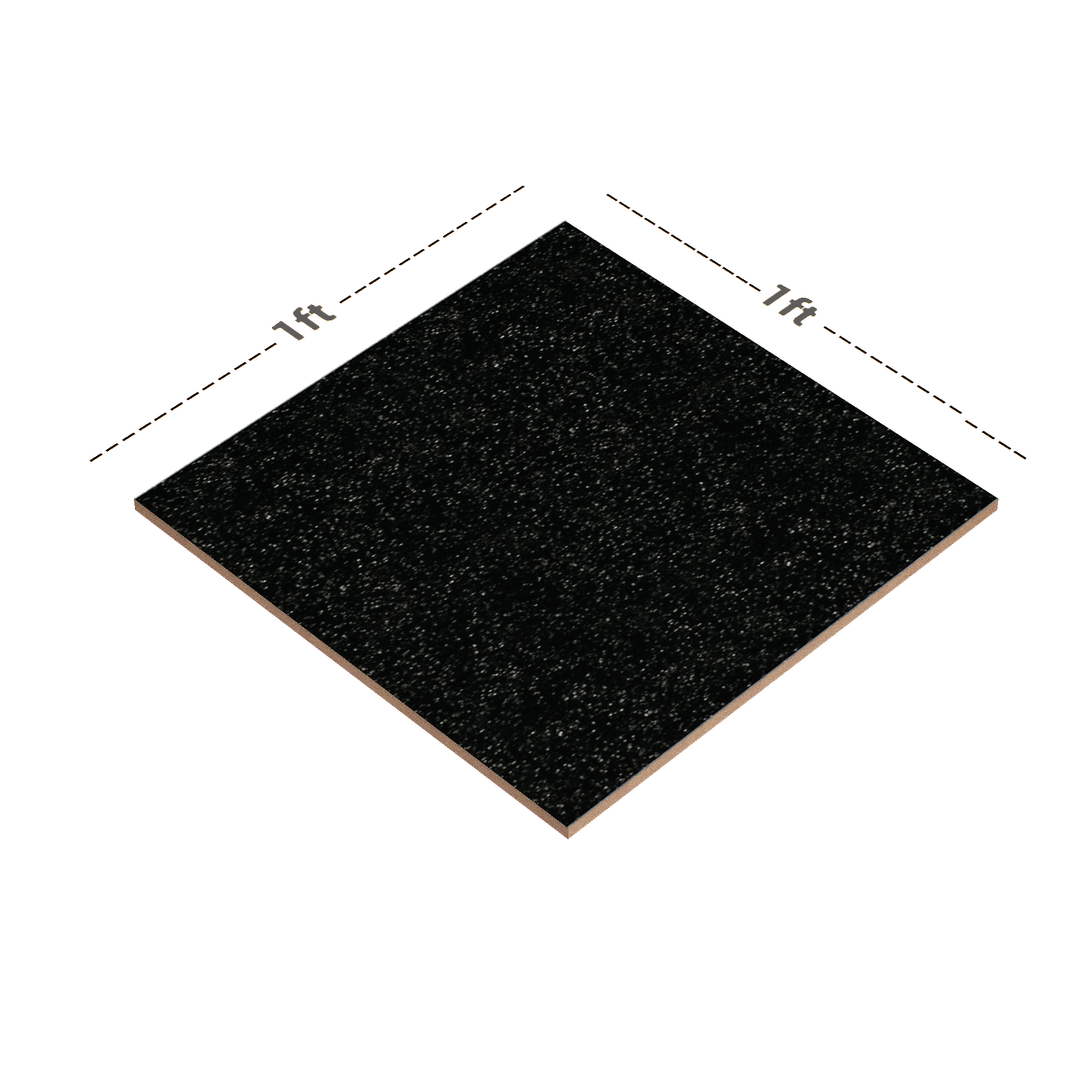 Dimension image of TL 01786 D Floor Piceous Black 12 x 12 inch Matte Finish Ceramic Floor Tile - 7 mm | Material Depot