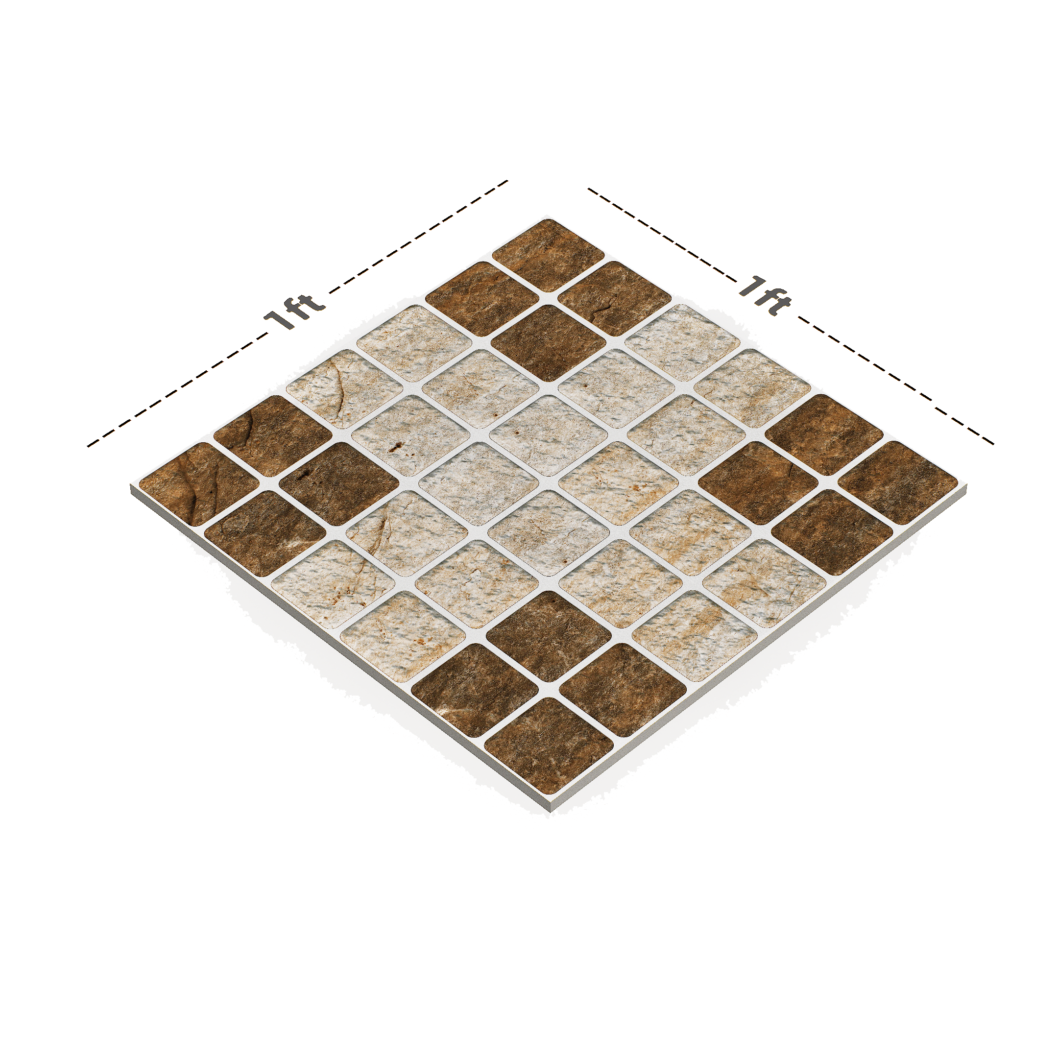 Dimension image of TL 01819 Hazelnut Brown 12 x 12 inch Matte Finish Parking Anti Skid Vitrified Floor Tile - 8 mm | Material Depot