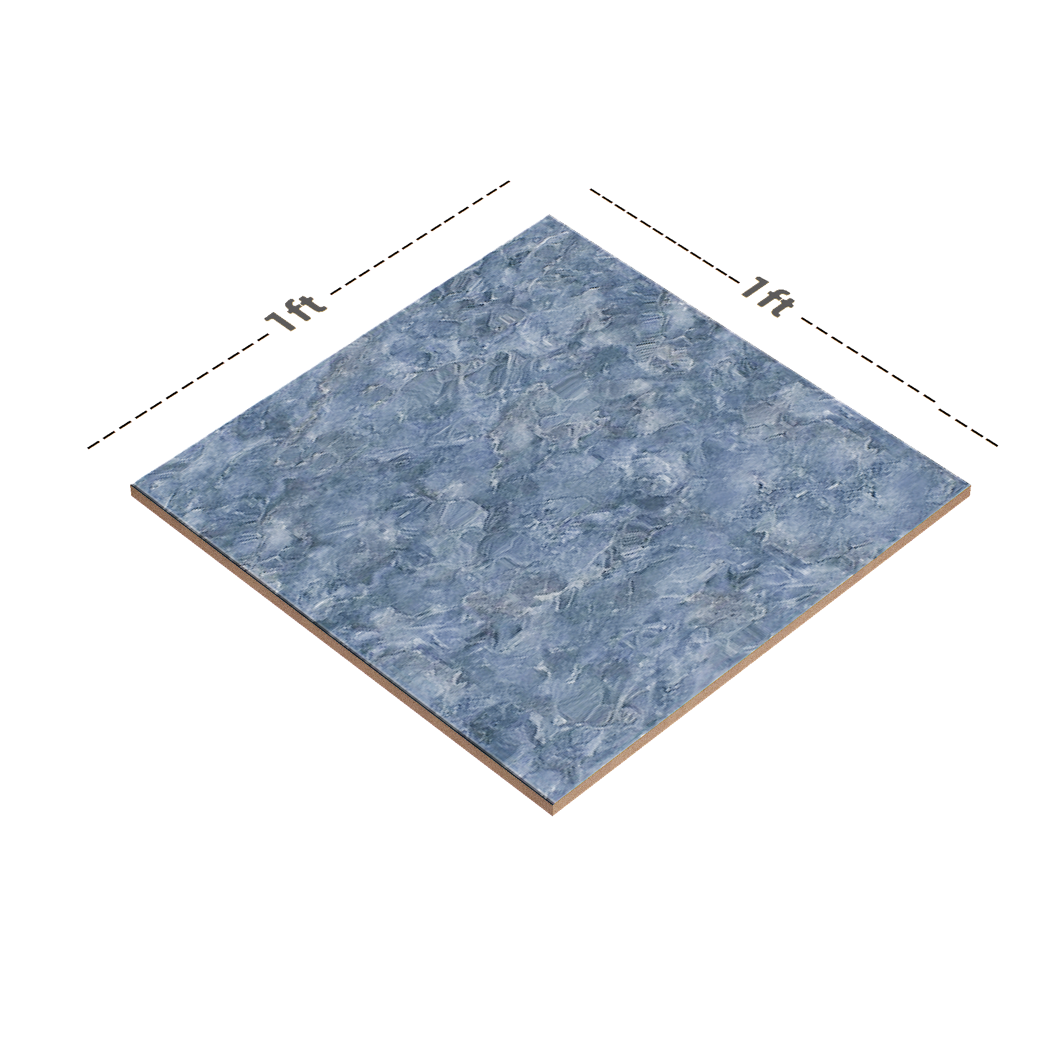 Dimension image of TL 01884 E Blue Dark 12 x 12 inch Matte Finish Anti Skid Ceramic Floor Tile - 6 mm | Material Depot