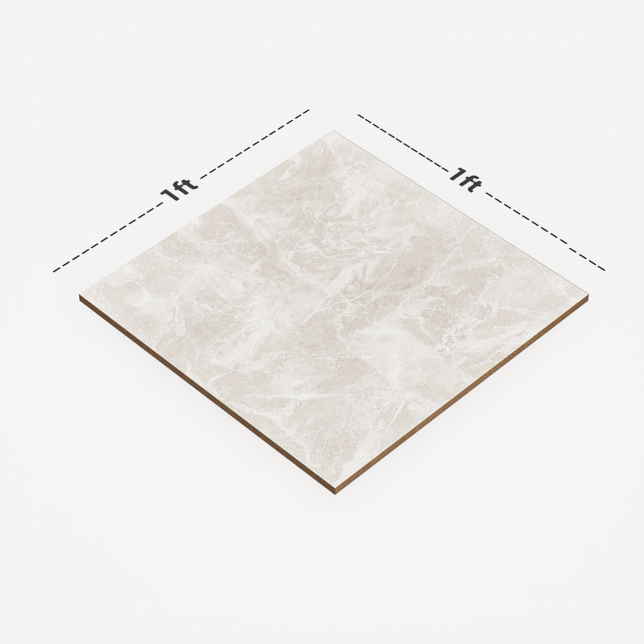 Dimension image of TL 01910 D Marble White 12 x 12 inch Matte Finish Anti Skid Ceramic Floor Tile - 6 mm | Material Depot