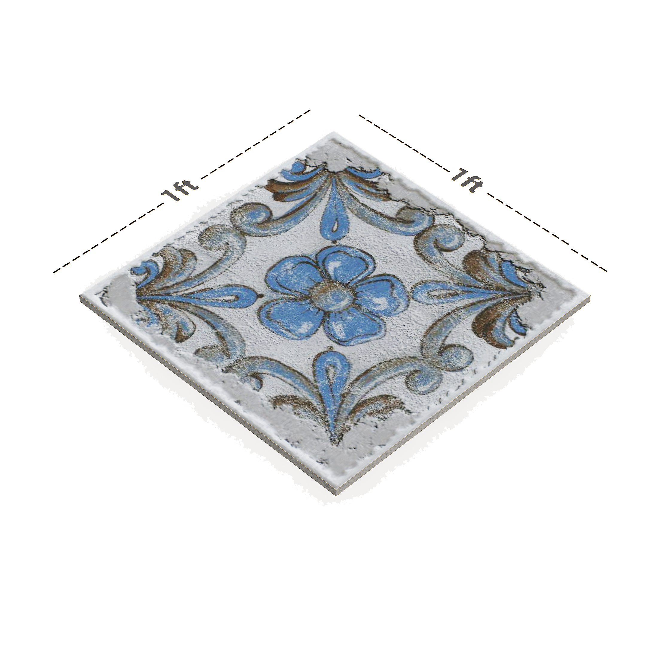 Dimension image of TL 02659 Alaska Decor 300x300 mm Matte Finish Moroccan Parking Floor Tile - 12 mm | Material Depot