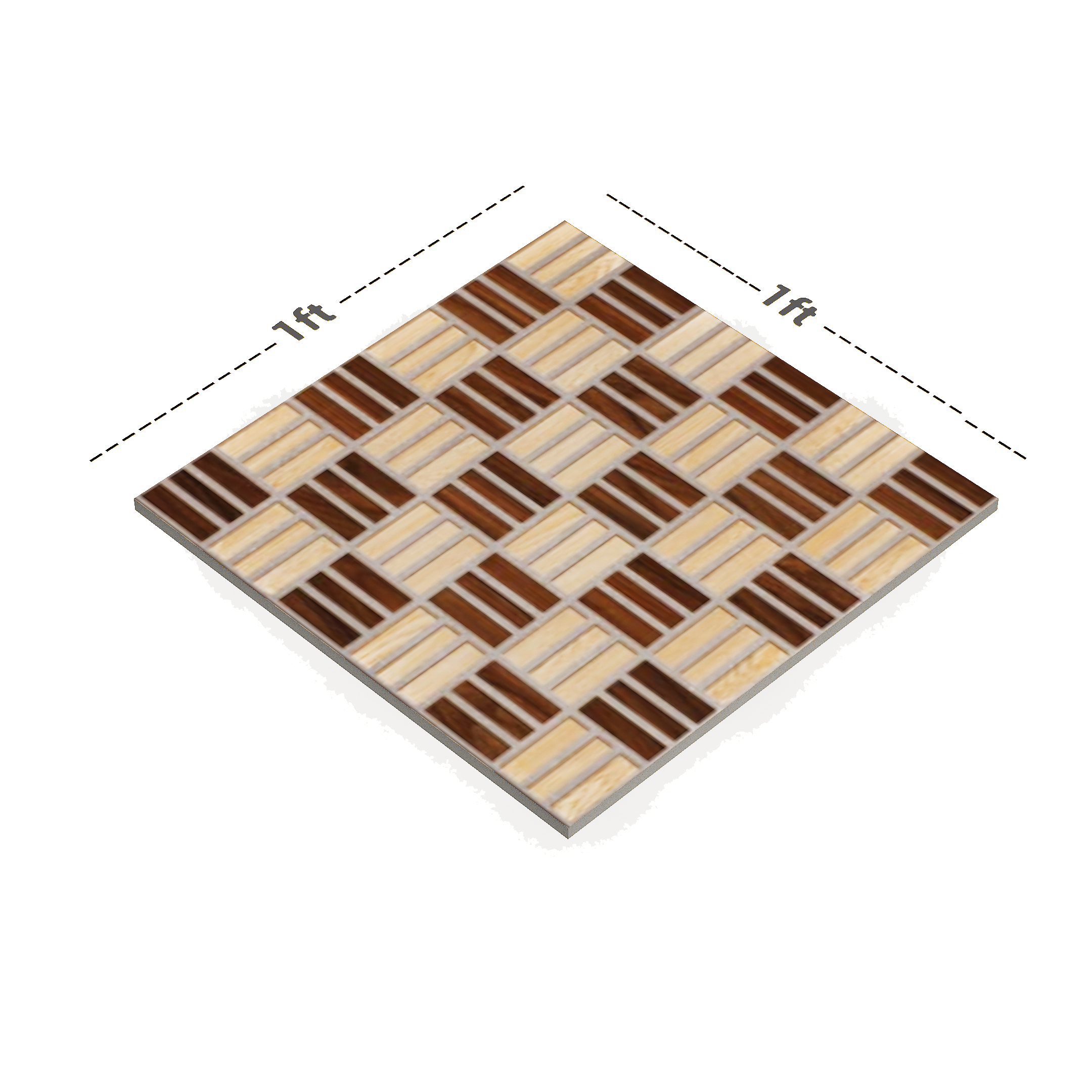 Dimension image of TL 02888 Rosy Brown 12 x 12 inch Matte Finish Parking Floor Vitrified Tile - 9 mm | Material Depot