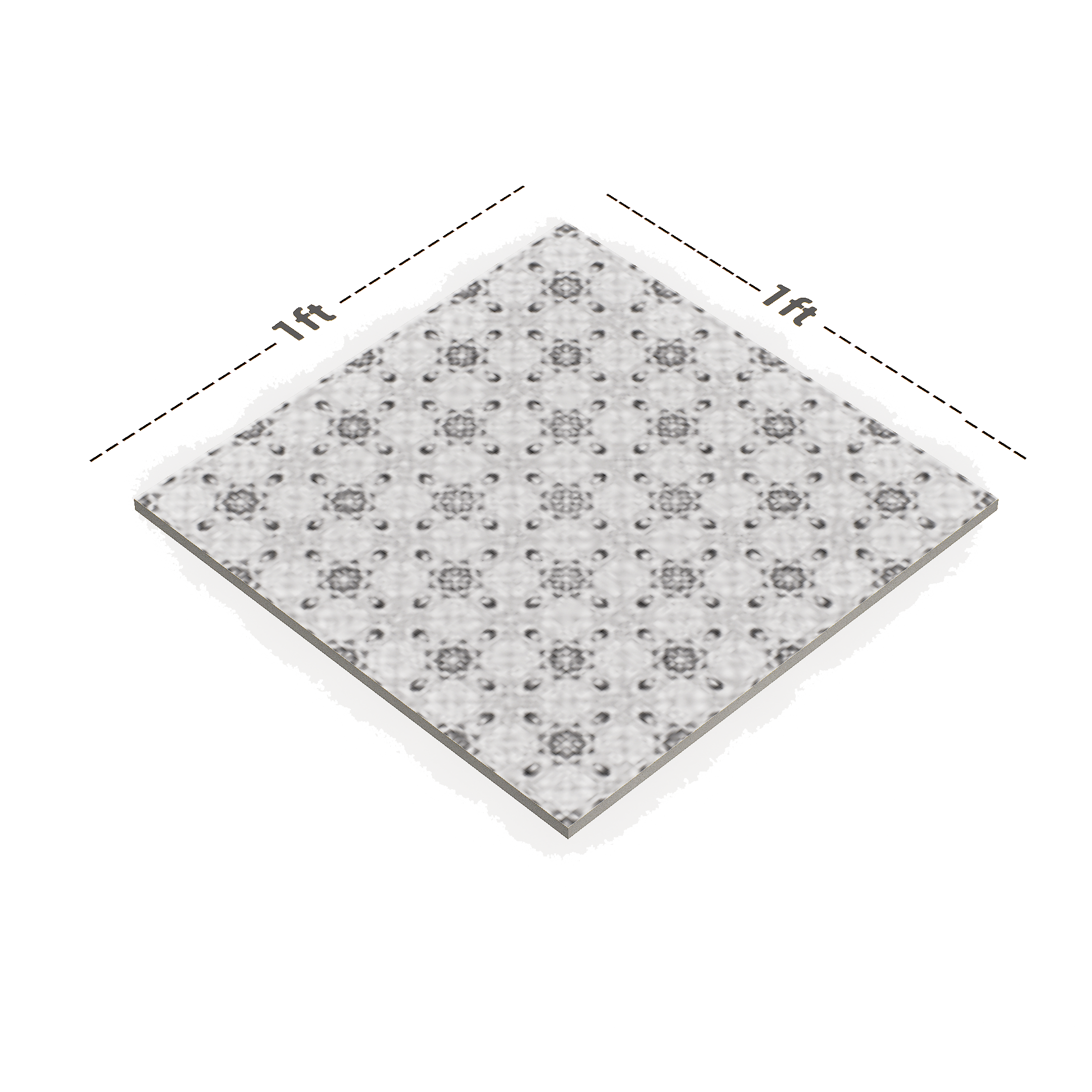 Dimension image of TL 03082 C Centre 300 x 300 mm Matte Finish Moroccan Digital Floor Carpet Tile - 9.5 mm | Material Depot