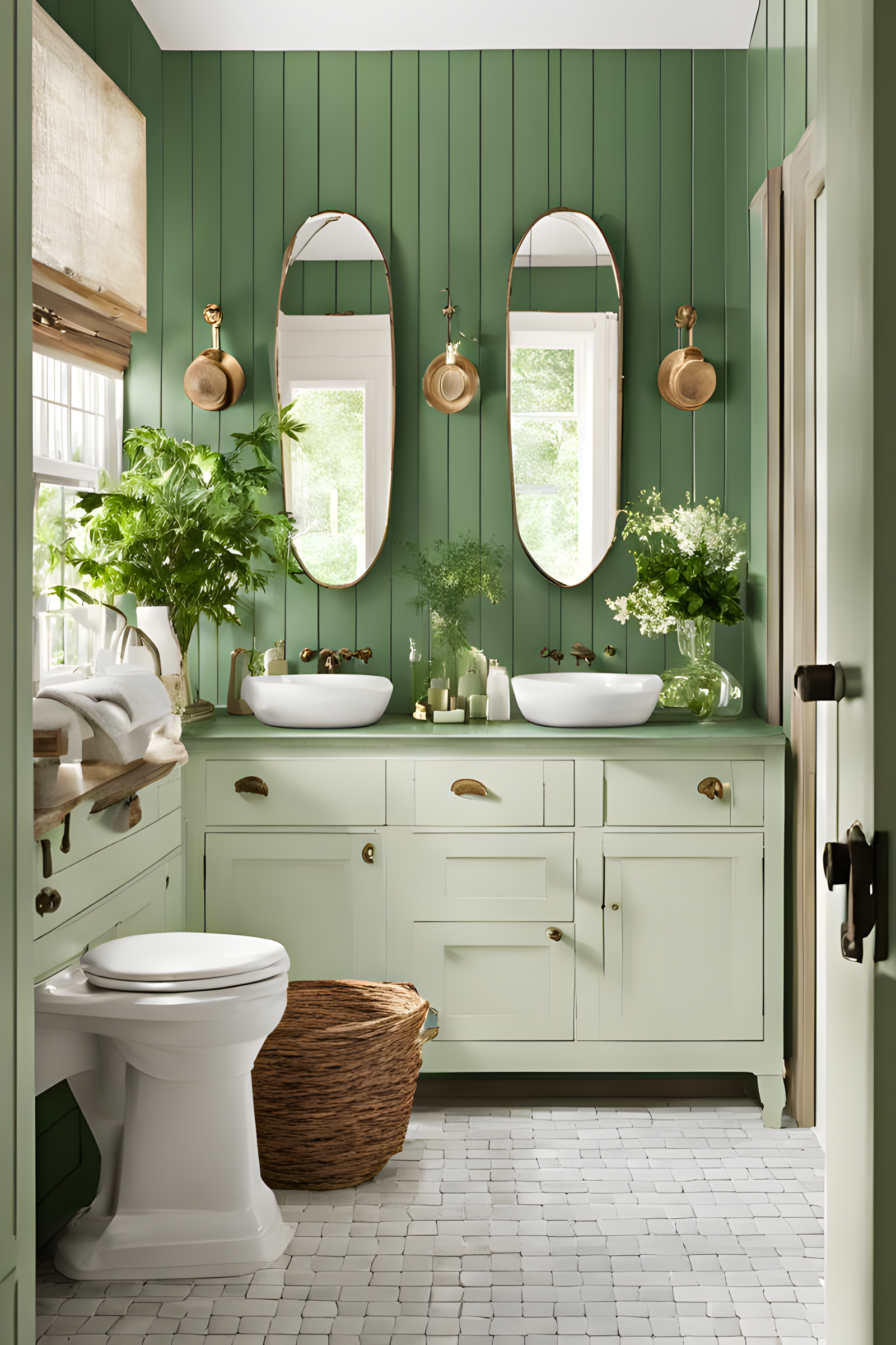 Tranquil Green and Copper Bathroom | Material Depot