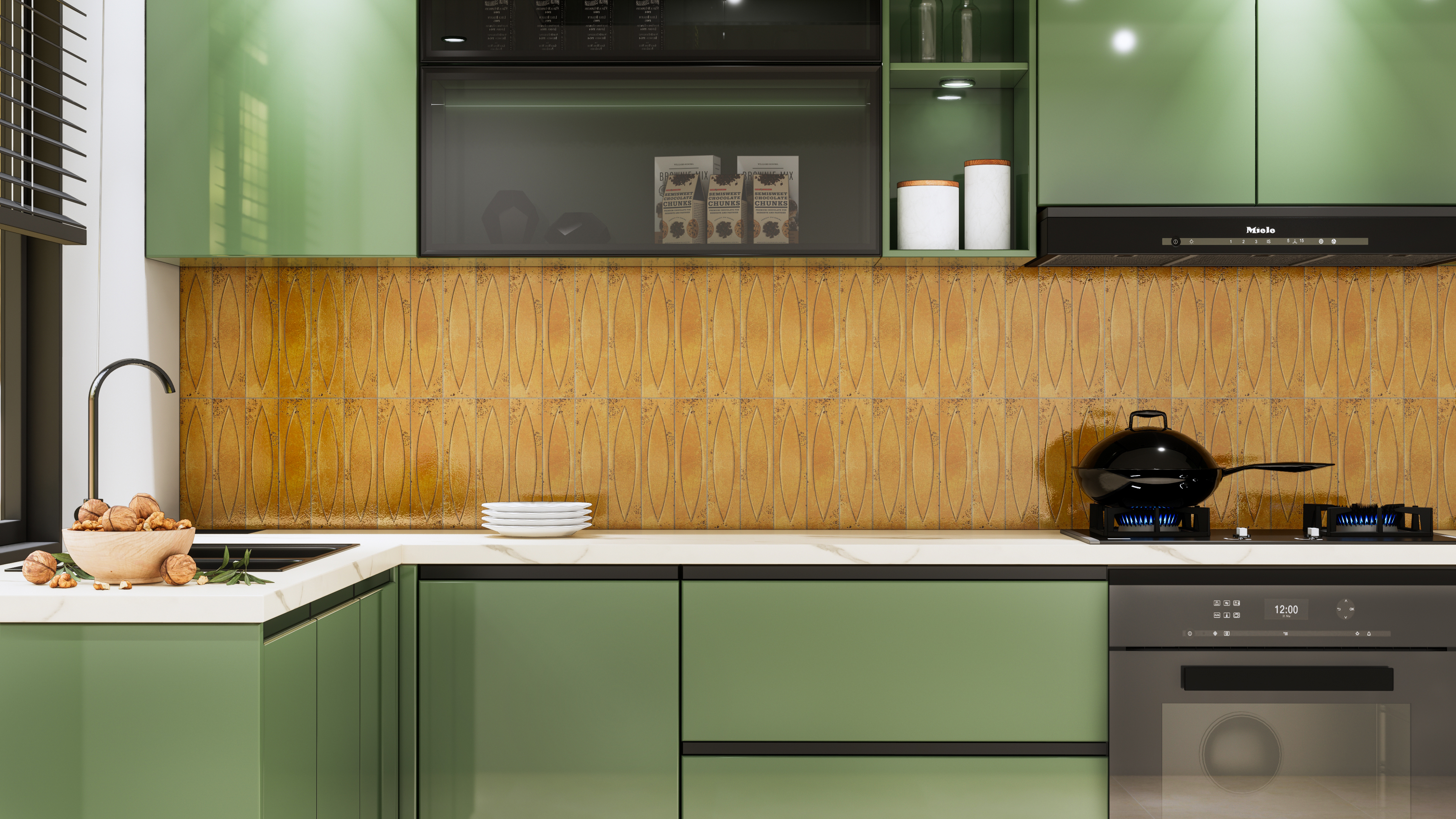 Warm Orange Geometric Tiles for a Vibrant Kitchen Backsplash | Material Depot